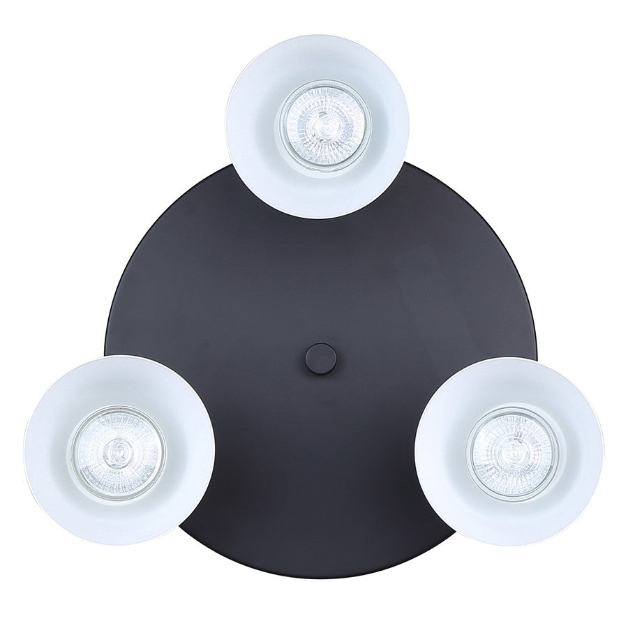 Canarm Radley 14in 3-Light Track Lighting | Matte Black and White Metal | Living Room & Kitchen Accent | 14 x 9 x 6 in | Model ICW1163A03BW10