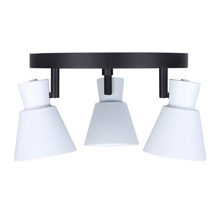 Canarm Radley 14in 3-Light Track Lighting | Matte Black and White Metal | Living Room & Kitchen Accent | 14 x 9 x 6 in | Model ICW1163A03BW10