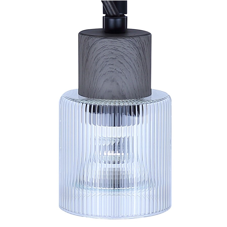 Canarm Owen 13in 3-Light Flush Mount | Industrial Matte Black and Clear Ribbed Glass | Bedroom & Living Room | 13 x 9 x 7 in | Model ICW1198A03BKW10