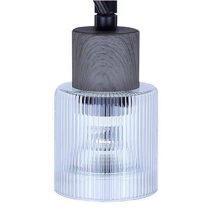 Canarm Owen 13in 3-Light Flush Mount | Industrial Matte Black and Clear Ribbed Glass | Bedroom & Living Room | 13 x 9 x 7 in | Model ICW1198A03BKW10