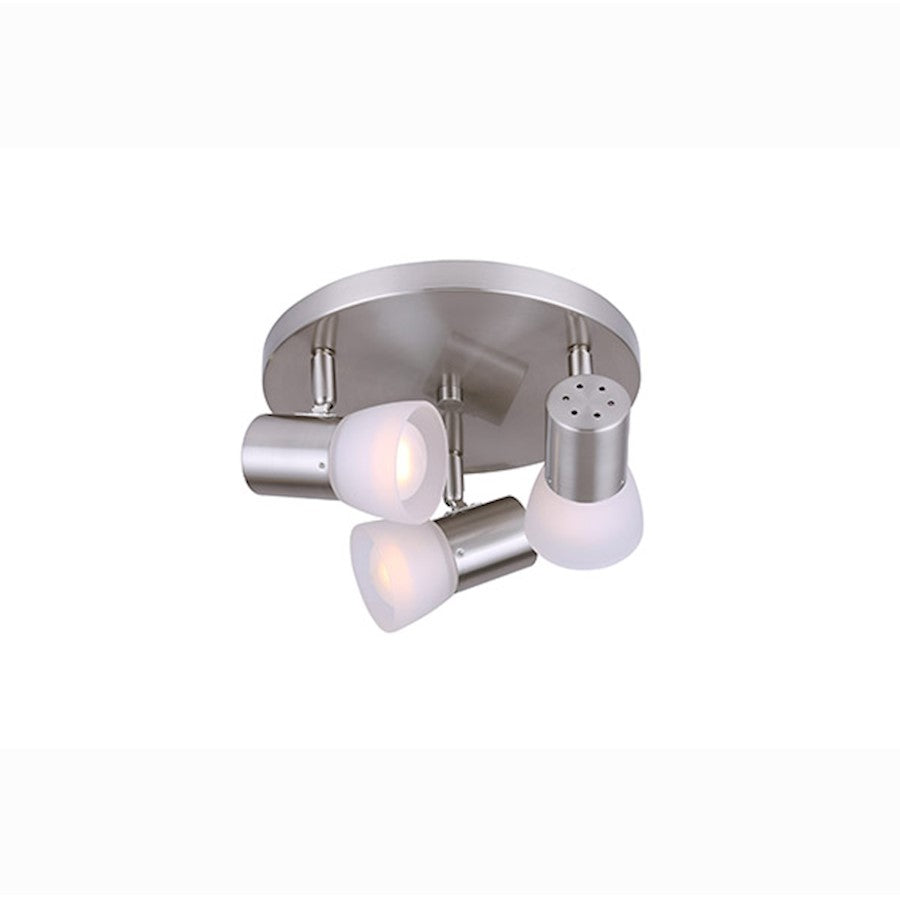Canarm Hudson 10in 3-Light Track Light | Brushed Nickel and Frosted Glass | Kitchen & Living Room | 10 x 10 x 10 in | Model ICW517A03BN