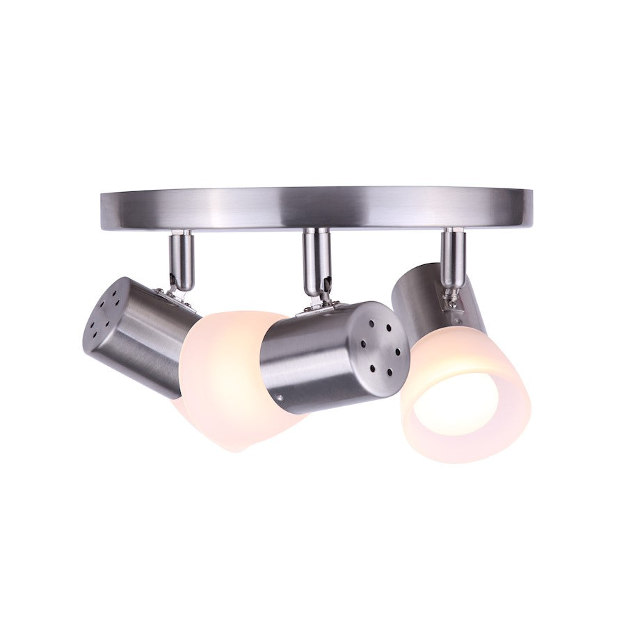 Canarm Hudson 10in 3-Light Track Light | Brushed Nickel and Frosted Glass | Kitchen & Living Room | 10 x 10 x 10 in | Model ICW517A03BN