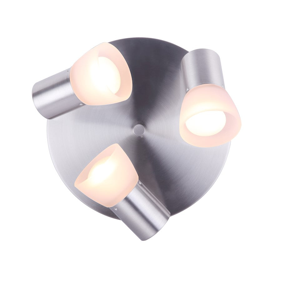 Canarm Hudson 10in 3-Light Track Light | Brushed Nickel and Frosted Glass | Kitchen & Living Room | 10 x 10 x 10 in | Model ICW517A03BN