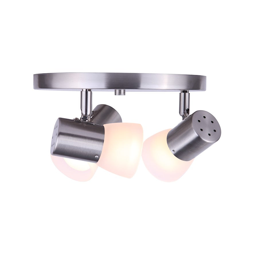 Canarm Hudson 10in 3-Light Track Light | Brushed Nickel and Frosted Glass | Kitchen & Living Room | 10 x 10 x 10 in | Model ICW517A03BN