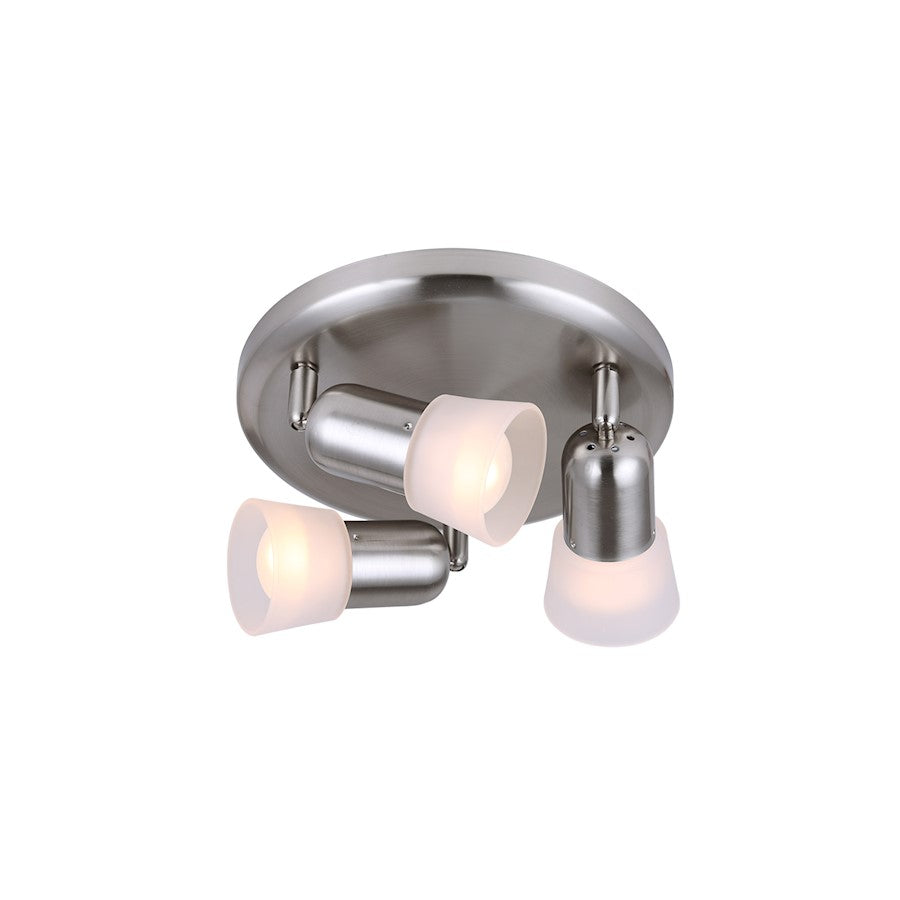 Canarm Omni 3-Light Track Light | Brushed Pewter Steel and Frost Glass | Kitchen Island & Living Room | 5 x 5 x 7 in | Model ICW5351