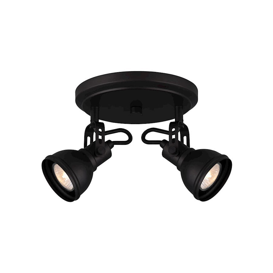 Canarm Polo 8in 2-Light Track Light | Matte Black and Metal | Entryway & Kitchen Island | 8 x 8 x 8 in | Model ICW622A02BK10