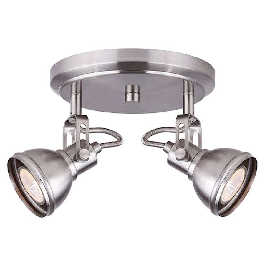 Canarm Polo 8in 2-Light Track Light | Brushed Nickel and Metal | Entryway & Kitchen Island | 8 x 8 x 7 in | Model ICW622A02BN10