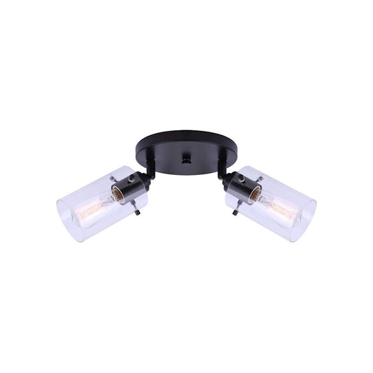Canarm Joni 8in 2-Light Track Ceiling | Transitional Matte Black and Clear Glass | Kitchen & Living Room | 8 x 8 x 8 in | Model ICW759A02BK