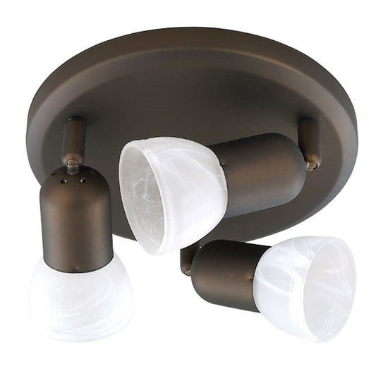 Canarm Jasper 10in 3-Light Flush Mount | Oil Rubbed Bronze and White Alabaster Glass | Bedroom & Hallway Ceiling Light | Model ICW9313