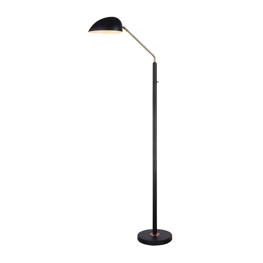 Canarm Hinton 67in 1-Light Floor Lamp | Matte Black and Gold Retro Adjustable Head | Living Room & Reading Nook | Model IFL1054A67BKG