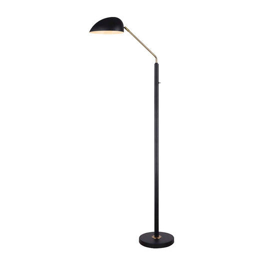 Canarm Hinton 67in 1-Light Floor Lamp | Matte Black and Gold Retro Adjustable Head | Living Room & Reading Nook | Model IFL1054A67BKG