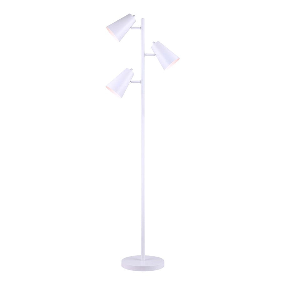 Canarm Orli 67in 3-Light Floor Lamp | Matte White Adjustable Heads | Office & Bedroom Task Lighting | 18 x 11 x 67 in | Model IFL1056A66WH