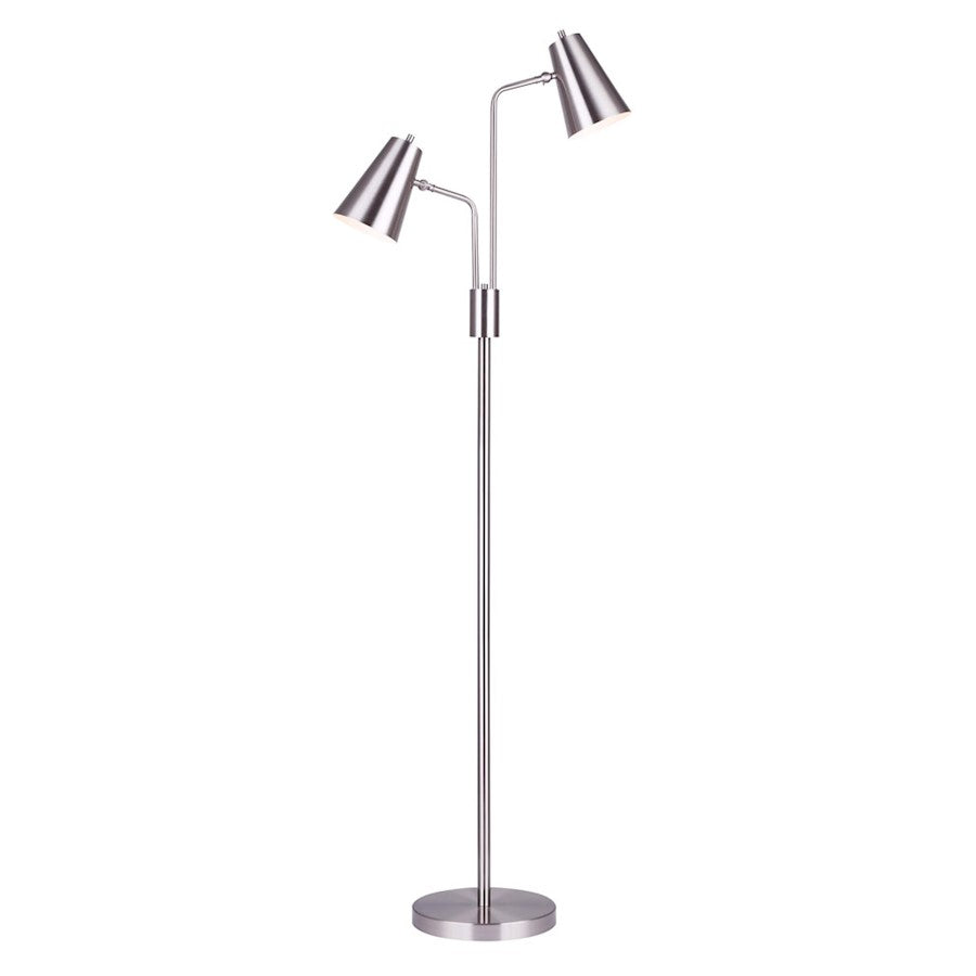 Canarm Orli 67in 3-Light Floor Lamp | Brushed Nickel Adjustable Heads | Office & Bedroom Task Lighting | 24 x 11 x 67 in | Model IFL1056A67BN
