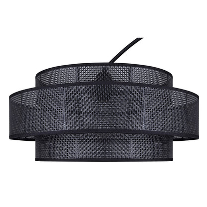 Canarm Bellamy 82in 1-Light Arched Floor Lamp | Mid-Century Matte Black Steel and Black Rattan Shade | Living Room & Bedroom | Model IFL1149A82BK-BPR