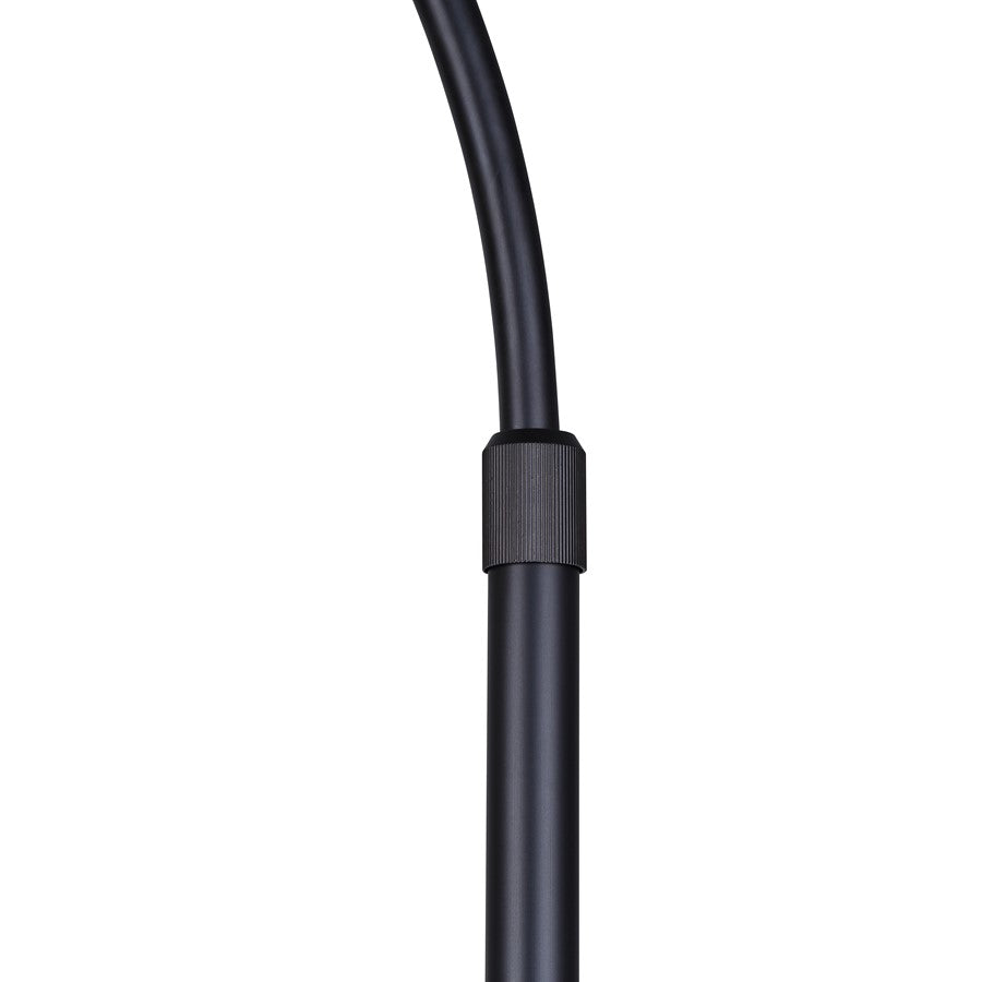 Canarm Bellamy 82in 1-Light Arched Floor Lamp | Mid-Century Matte Black Steel and Natural Rattan Shade | Living Room | Model IFL1149A82BK-NR