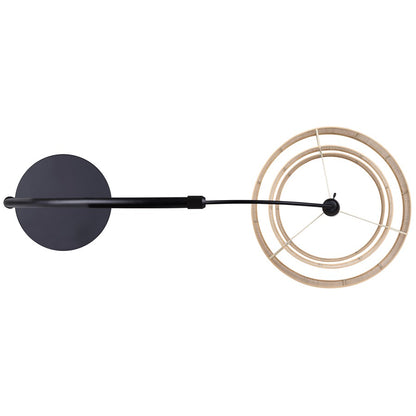 Canarm Bellamy 82in 1-Light Arched Floor Lamp | Mid-Century Matte Black Steel and Natural Rattan Shade | Living Room | Model IFL1149A82BK-NR