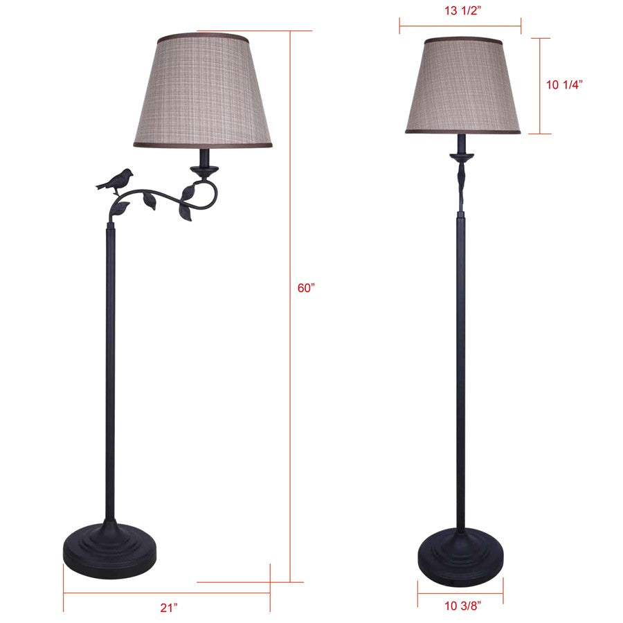 Canarm Havran 60in 1-Light Floor Lamp | Oil Rubbed Bronze and Natural Fabric Shade | Living Room & Bedroom | 13.5 x 21 x 60 in | Model IFL1177A60ORB