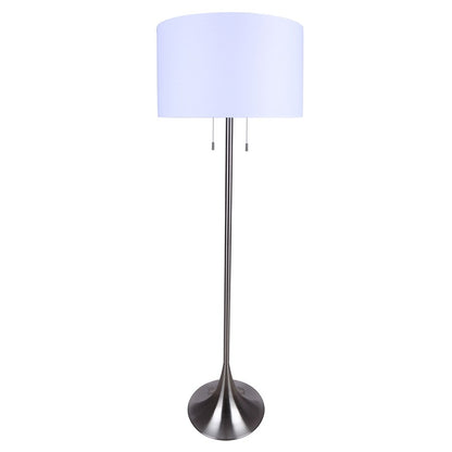 Canarm Clara 61in 2-Light Floor Lamp | Brushed Nickel and White Fabric Shade | Living Room & Bedroom | 19 x 19 x 61 in | Model IFL2122B61BN