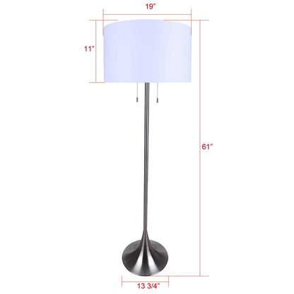 Canarm Clara 61in 2-Light Floor Lamp | Brushed Nickel and White Fabric Shade | Living Room & Bedroom | 19 x 19 x 61 in | Model IFL2122B61BN