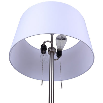 Canarm Clara 61in 2-Light Floor Lamp | Brushed Nickel and White Fabric Shade | Living Room & Bedroom | 19 x 19 x 61 in | Model IFL2122B61BN