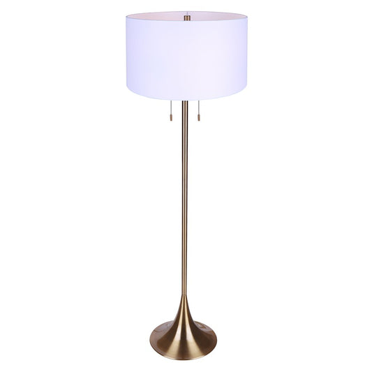 Canarm Clara 61in 2-Light Floor Lamp | Gold and White Fabric Shade | Living Room & Bedroom | 19 x 19 x 61 in | Model IFL2122B61GD