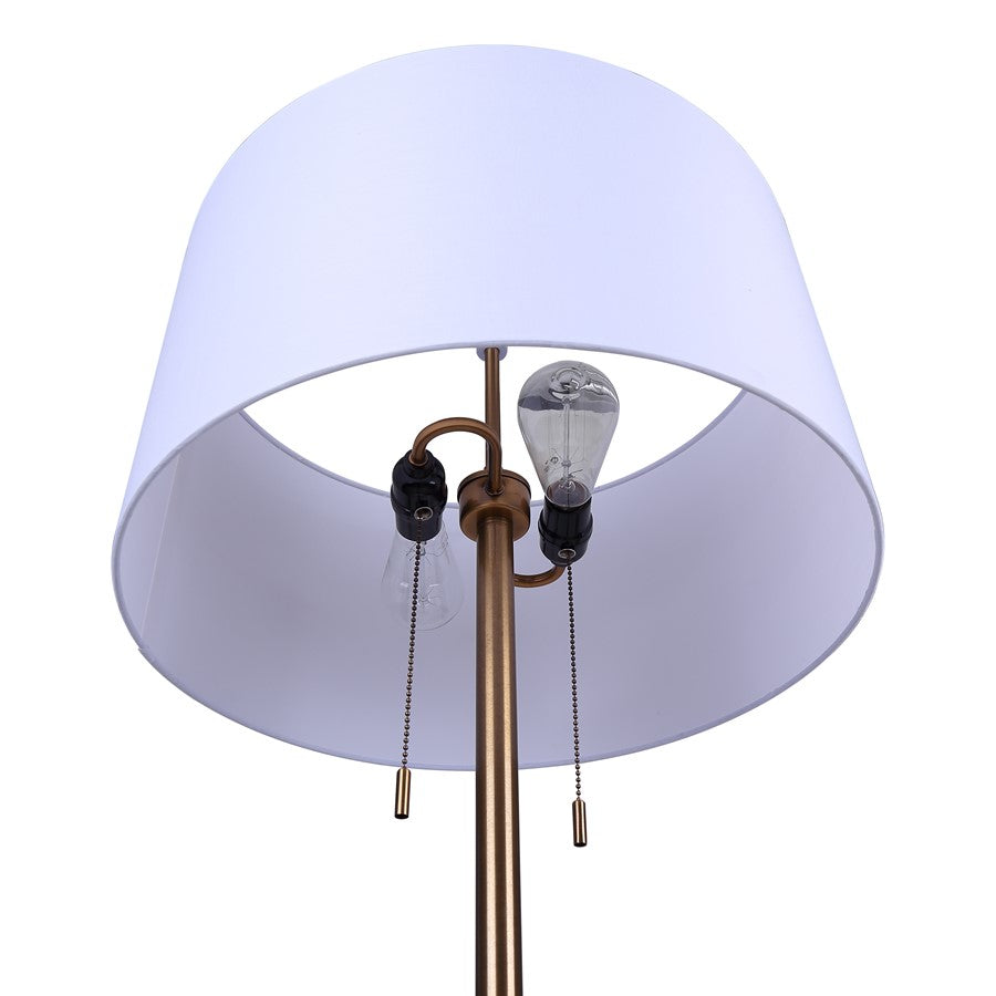 Canarm Clara 61in 2-Light Floor Lamp | Gold and White Fabric Shade | Living Room & Bedroom | 19 x 19 x 61 in | Model IFL2122B61GD