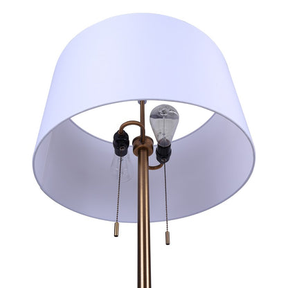 Canarm Clara 61in 2-Light Floor Lamp | Gold and White Fabric Shade | Living Room & Bedroom | 19 x 19 x 61 in | Model IFL2122B61GD