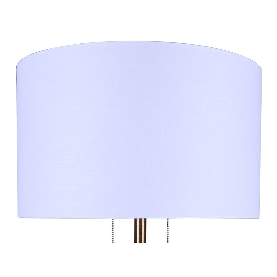 Canarm Clara 61in 2-Light Floor Lamp | Gold and White Fabric Shade | Living Room & Bedroom | 19 x 19 x 61 in | Model IFL2122B61GD
