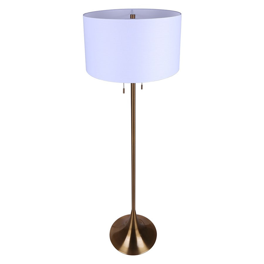 Canarm Clara 61in 2-Light Floor Lamp | Gold and White Fabric Shade | Living Room & Bedroom | 19 x 19 x 61 in | Model IFL2122B61GD