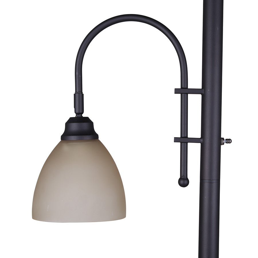 Canarm Eli 72in 2-Light Torchiere Floor Lamp | Oil Rubbed Bronze and Amber Glass Shade | Bedroom & Living Room | Model IFL2123B72ORB