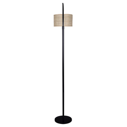 Canarm Merritt 81.75in 1-Light Floor Lamp | Matte Black Metal with Natural Rattan Shade | Living Room, Bedroom & Office | Model IFL2136B82BK