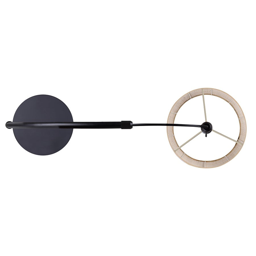 Canarm Merritt 81.75in 1-Light Floor Lamp | Matte Black Metal with Natural Rattan Shade | Living Room, Bedroom & Office | Model IFL2136B82BK