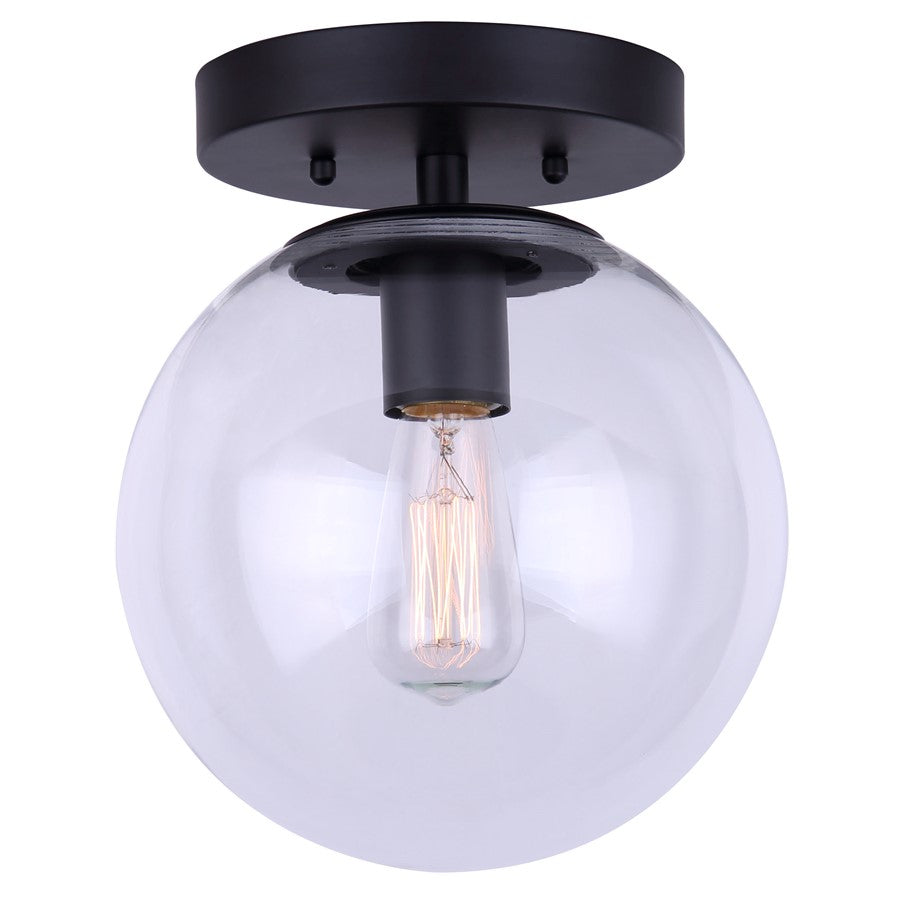 Canarm Camilo 8in 1-Light Flush Mount | Modern Matte Black and Clear Glass | Entryway & Bedroom | 8 x 8 x 9.5 in | Model IFM1029A08BK-CL