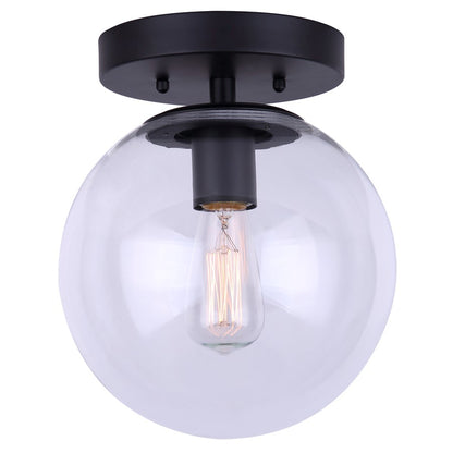 Canarm Camilo 8in 1-Light Flush Mount | Modern Matte Black and Clear Glass | Entryway & Bedroom | 8 x 8 x 9.5 in | Model IFM1029A08BK-CL