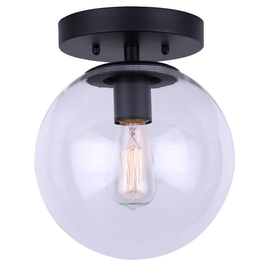Canarm Camilo 8in 1-Light Flush Mount | Modern Matte Black and Clear Glass | Entryway & Bedroom | 8 x 8 x 9.5 in | Model IFM1029A08BK-CL
