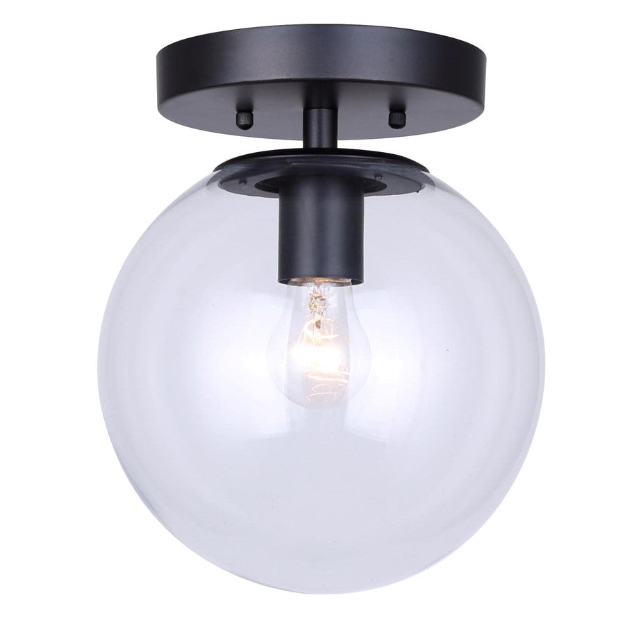 Canarm Camilo 8in 1-Light Flush Mount | Modern Matte Black and Clear Glass | Entryway & Bedroom | 8 x 8 x 9.5 in | Model IFM1029A08BK-CL