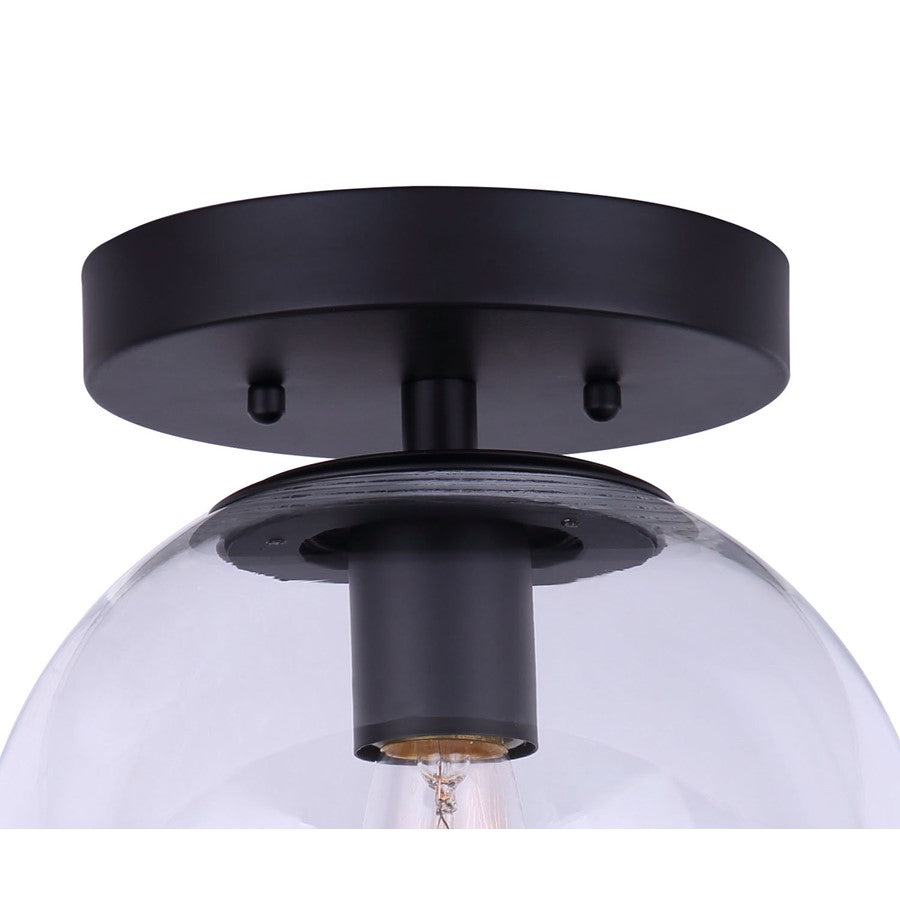 Canarm Camilo 8in 1-Light Flush Mount | Modern Matte Black and Clear Glass | Entryway & Bedroom | 8 x 8 x 9.5 in | Model IFM1029A08BK-CL