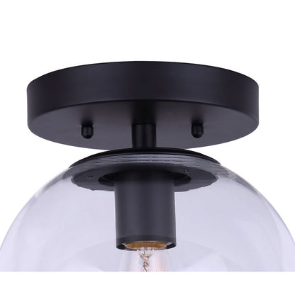 Canarm Camilo 8in 1-Light Flush Mount | Modern Matte Black and Clear Glass | Entryway & Bedroom | 8 x 8 x 9.5 in | Model IFM1029A08BK-CL