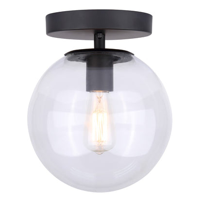 Canarm Camilo 8in 1-Light Flush Mount | Modern Matte Black and Clear Glass | Entryway & Bedroom | 8 x 8 x 9.5 in | Model IFM1029A08BK-CL