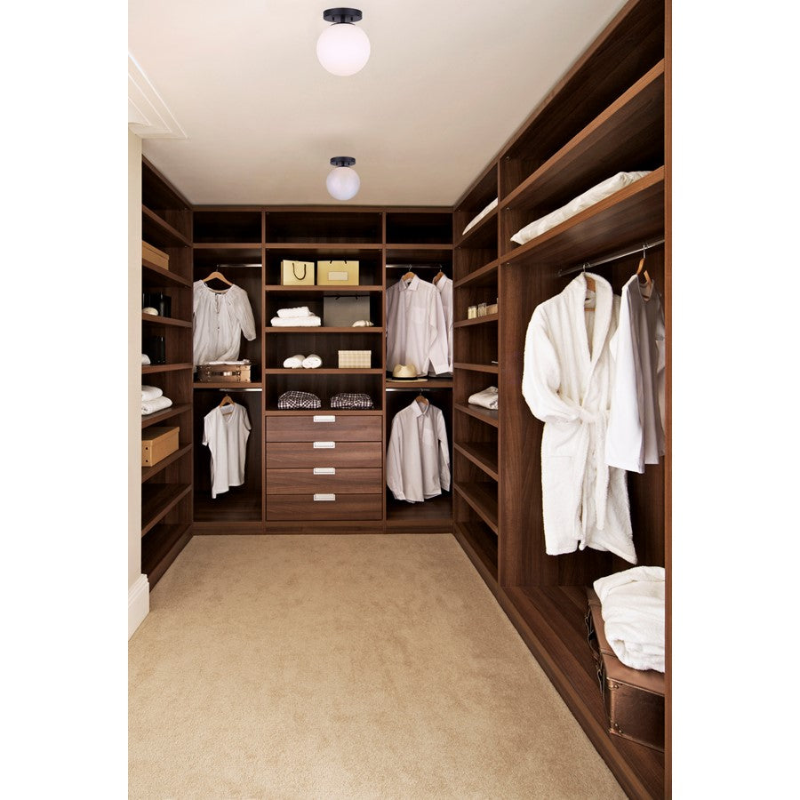 Canarm Camilo 8in 1-Light Flush Mount | Modern Matte Black and Opal Glass | Entryway & Bedroom | 8 x 8 x 9.5 in | Model IFM1029A08BK-FO