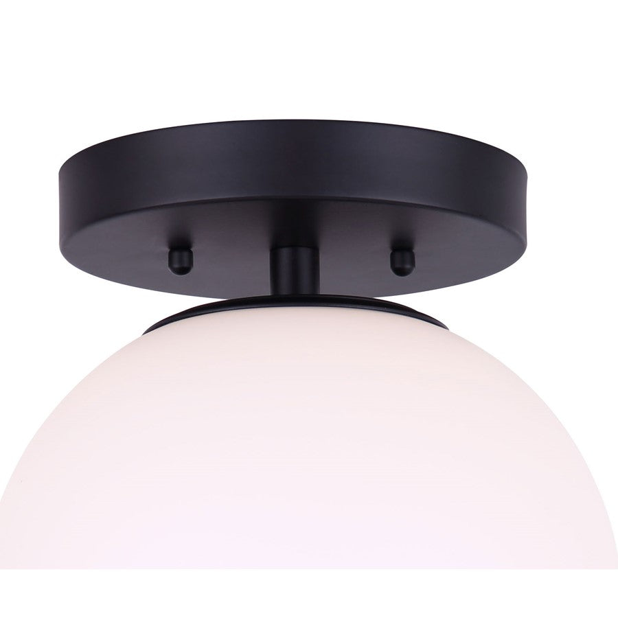 Canarm Camilo 8in 1-Light Flush Mount | Modern Matte Black and Opal Glass | Entryway & Bedroom | 8 x 8 x 9.5 in | Model IFM1029A08BK-FO