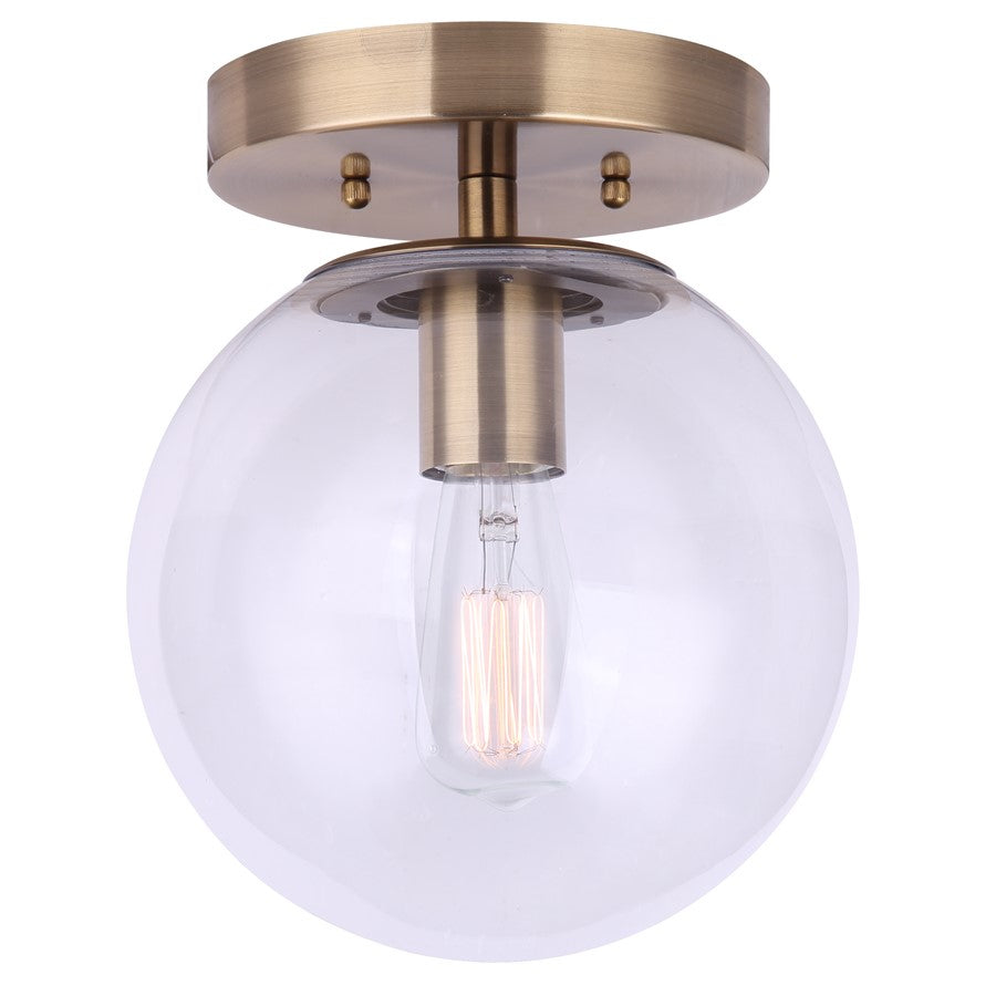 Canarm Camilo 8in 1-Light Flush Mount | Modern Gold and Clear Glass | Entryway & Bedroom | 8 x 8 x 9.5 in | Model IFM1029A08GD-CL