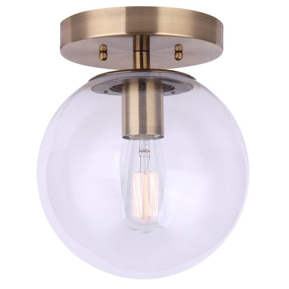 Canarm Camilo 8in 1-Light Flush Mount | Modern Gold and Clear Glass | Entryway & Bedroom | 8 x 8 x 9.5 in | Model IFM1029A08GD-CL