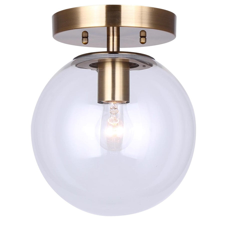 Canarm Camilo 8in 1-Light Flush Mount | Modern Gold and Clear Glass | Entryway & Bedroom | 8 x 8 x 9.5 in | Model IFM1029A08GD-CL