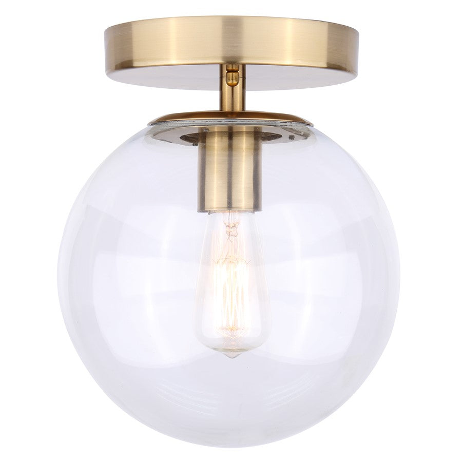 Canarm Camilo 8in 1-Light Flush Mount | Modern Gold and Clear Glass | Entryway & Bedroom | 8 x 8 x 9.5 in | Model IFM1029A08GD-CL