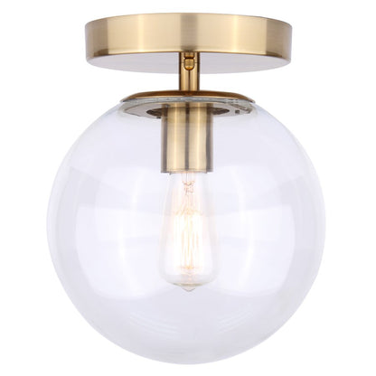 Canarm Camilo 8in 1-Light Flush Mount | Modern Gold and Clear Glass | Entryway & Bedroom | 8 x 8 x 9.5 in | Model IFM1029A08GD-CL
