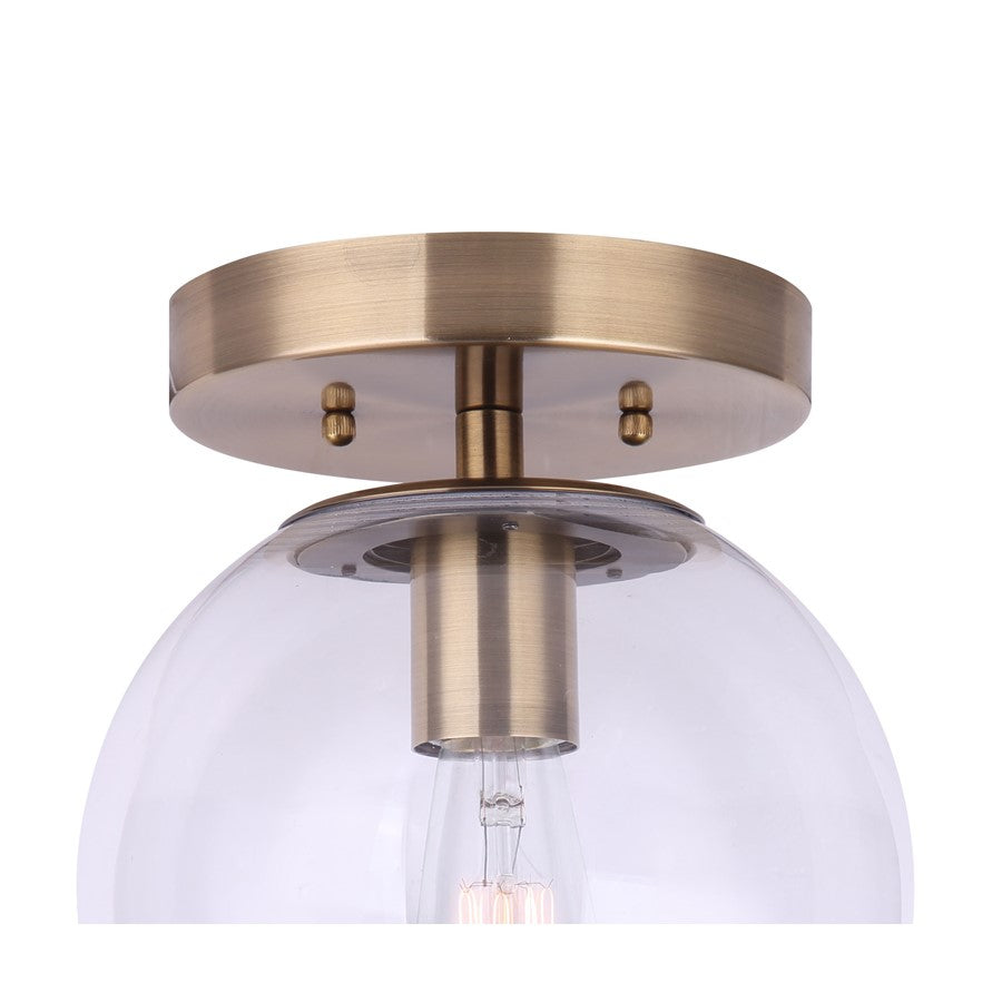 Canarm Camilo 8in 1-Light Flush Mount | Modern Gold and Clear Glass | Entryway & Bedroom | 8 x 8 x 9.5 in | Model IFM1029A08GD-CL