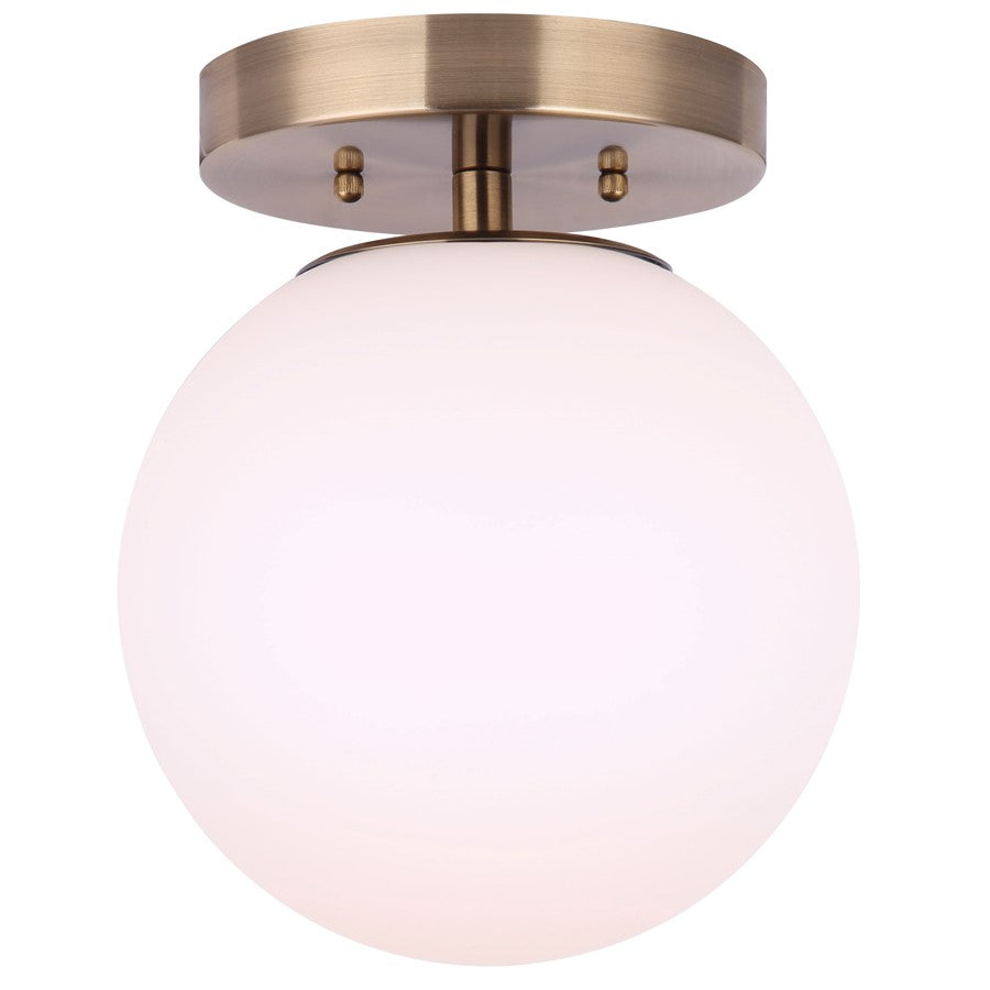 Canarm Camilo 8in 1-Light Flush Mount | Modern Gold and Opal Glass | Entryway & Bedroom | 8 x 8 x 9.5 in | Model IFM1029A08GD-FO