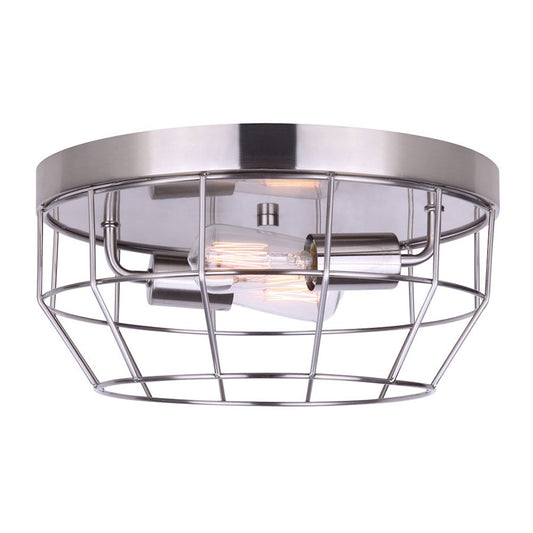 Canarm Alix 13in 2-Light Flush Mount | Modern Brushed Nickel Metal | Bedroom & Hallway Ceiling Light | 13 x 6 in | Model IFM1064A13BN
