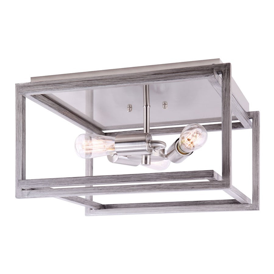 Canarm Carli 15in 3-Light Flush Mount | Modern Brushed Nickel and Brushed Dark Grey Wood | Kitchen & Dining Room Ceiling Light | Model IFM1066A15BNB